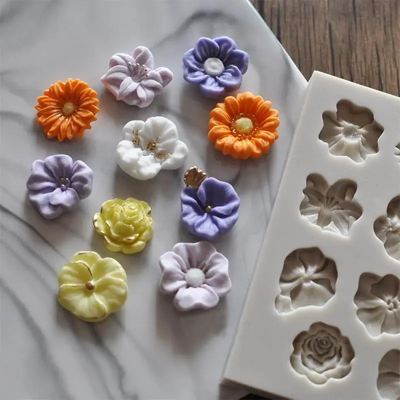 Sunflower Rose Flowers Shape Silicone Mold DIY Decoration Chocolate Sugar Craft Polymer Clay Crafts 3D Mould Tools