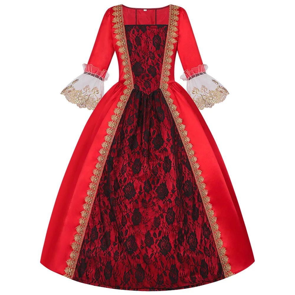 

Renaissance Plus Size Women Medieval Victorian Court Gothic Half Sleeve Ball Gown Lace Dress Halloween Princess Cosplay Costumes