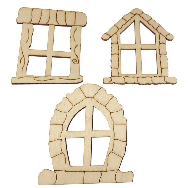 

100 шт., 60 мм, незавершенные деревянные формы окон для рисования, сделай сам, поделки, скрапбукинг, аксессуары для дома, декор для свадебной вечеринки, деревянное украшение
