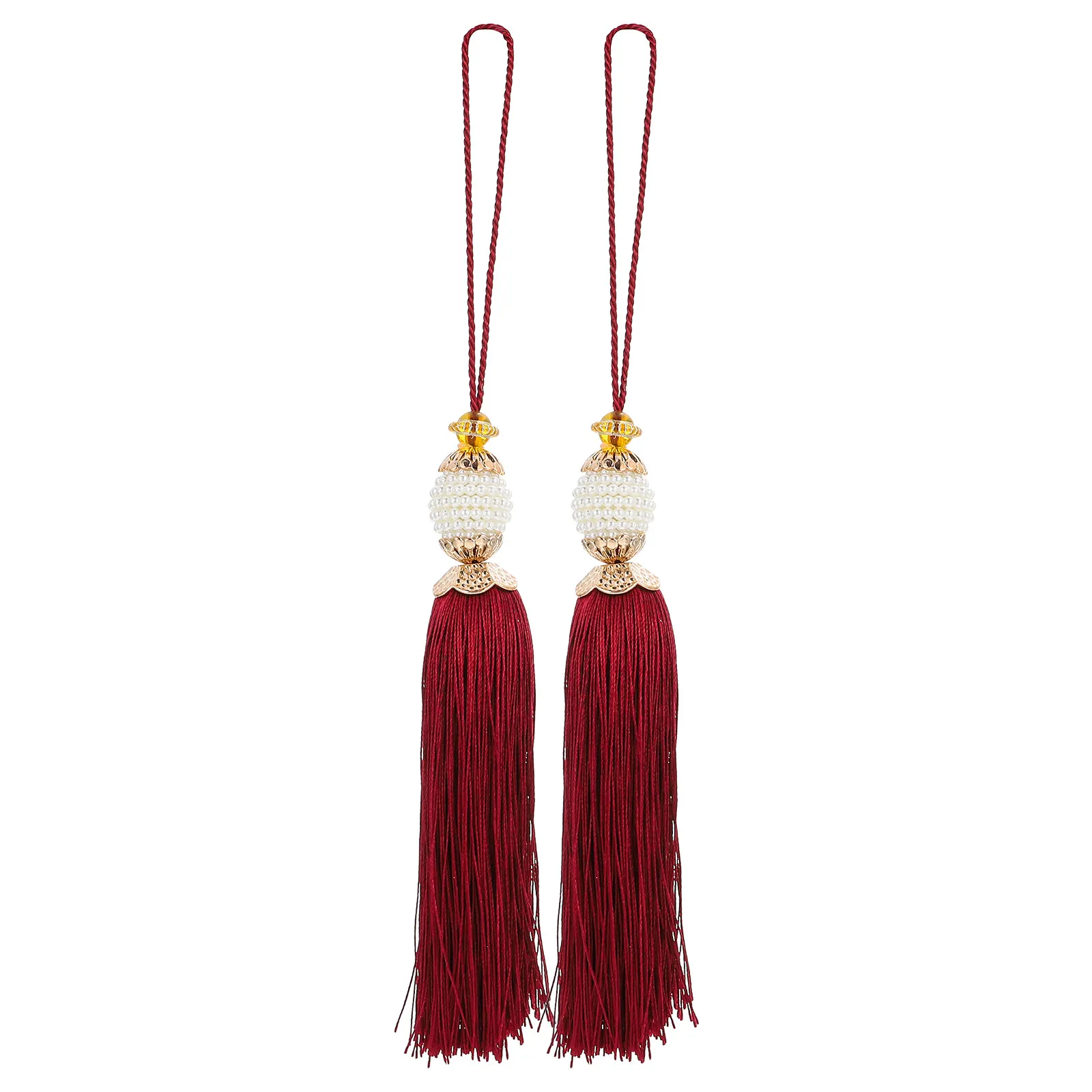 2pcs Vertical Polyester Tassel Pendant for Pouches, Costumes, Pillows, Blankets & Tablecloths – Stylish Decorative Accessory