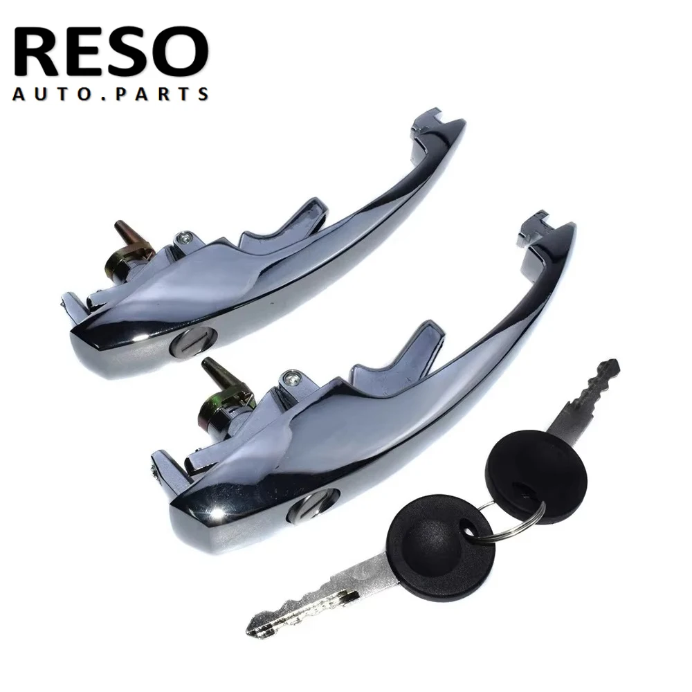 RESO  Left Right Outer Door Handles With 2 Keys For VW Super Beetle Bug 1968-1979  1H0905855 113898205M 113837205M