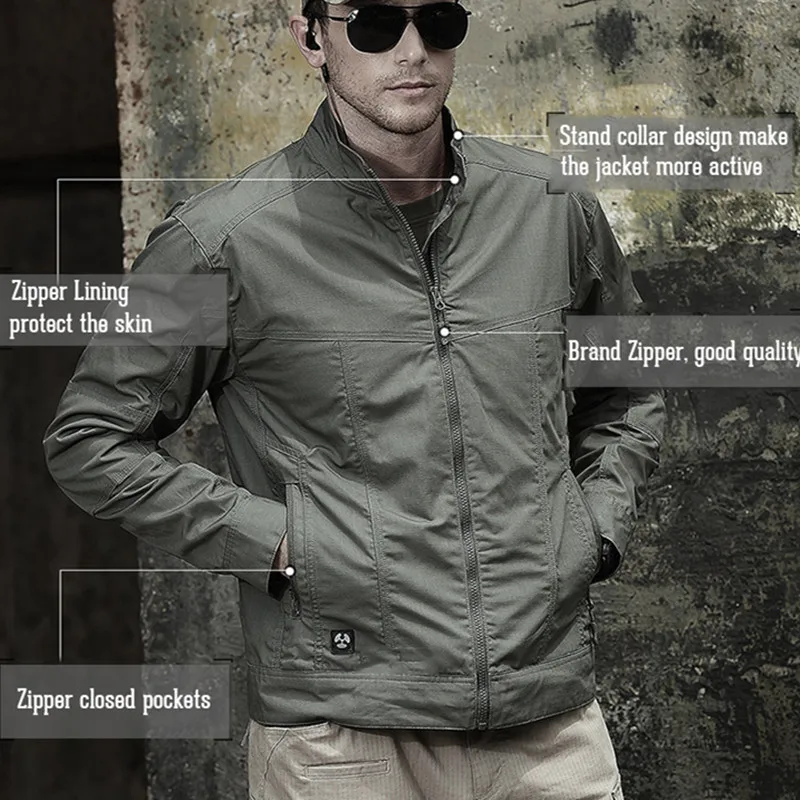 Chaquetas de senderismo tácticas impermeables para hombre, abrigos ajustados de gran capacidad con bolsillos, resistentes al desgaste, ropa informal de escalada, otoño