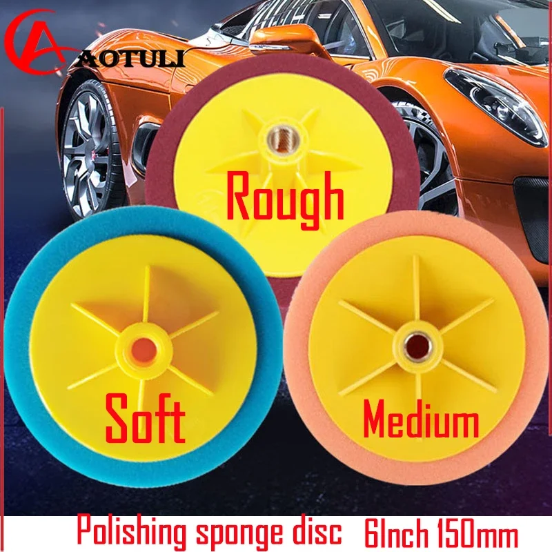 

Polishing sponge disc 6 Inch Car Polishing Buffing Polishing Pad Sponge Wheel Waxing Orange 14mm Polishing machine sponge ball