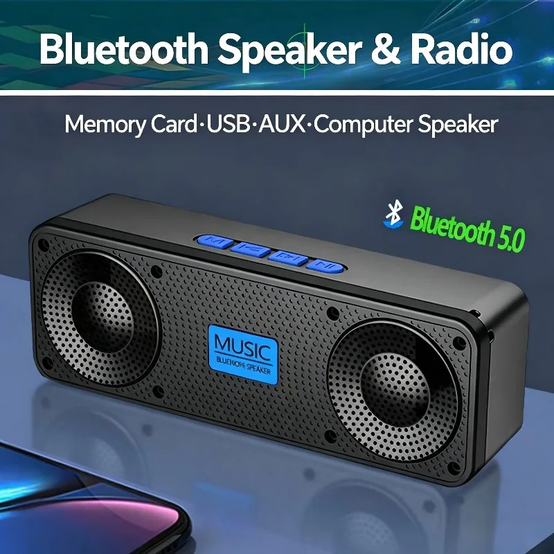 Bluetooth Speaker S18 Wireless Dual Speaker Subwoofer Portable FM Radio With Telescopic Antenna Outdoor Convenient Soundbar