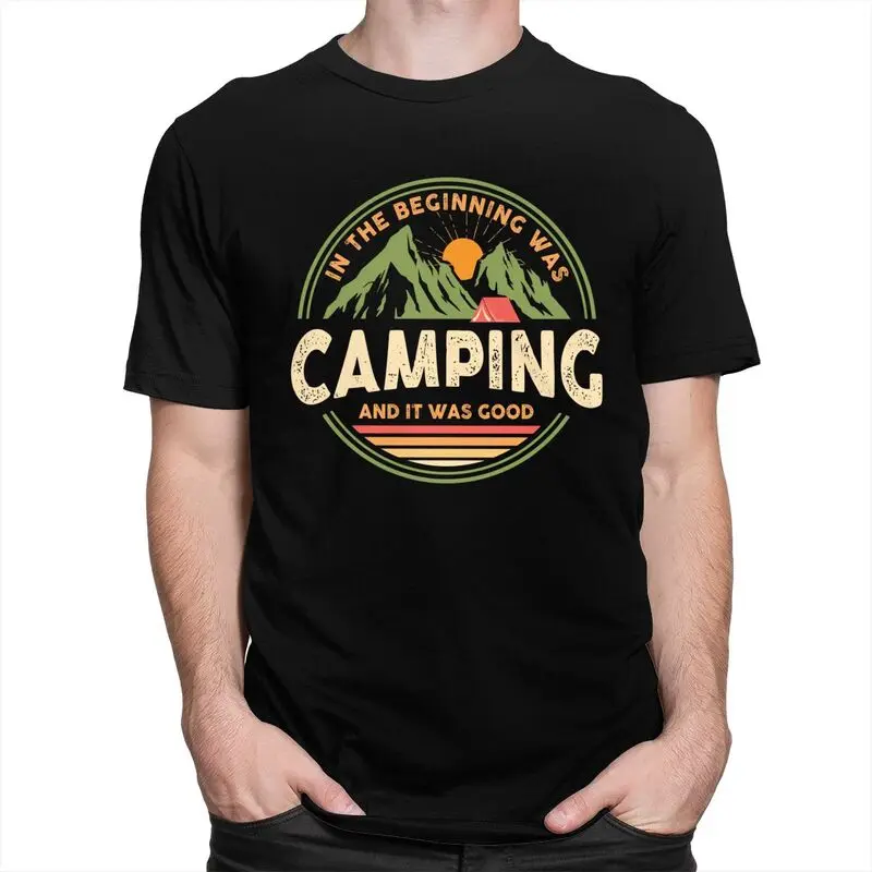 Custom Mountain Camping Adventure Camper Tshirt for Men Short Sleeve Leisure T Shirt Fashion T-shirt Slim Fit 100% Cotton Tees