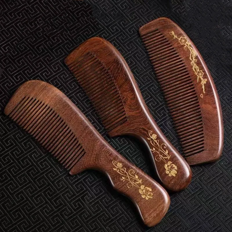 

Handmade Sandalwood Comb Carving Anti Static Wooden Meridian Massage Combs for Head Hair Health Care Women Men