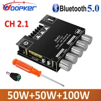 Módulo amplificador de sonido WOOPKER ZK-MT21 2x50W + 100W Subwoofer de 2,1 canales Bluetooth 5,0 placa amplificadora de potencia Digital AUX 12V/24V