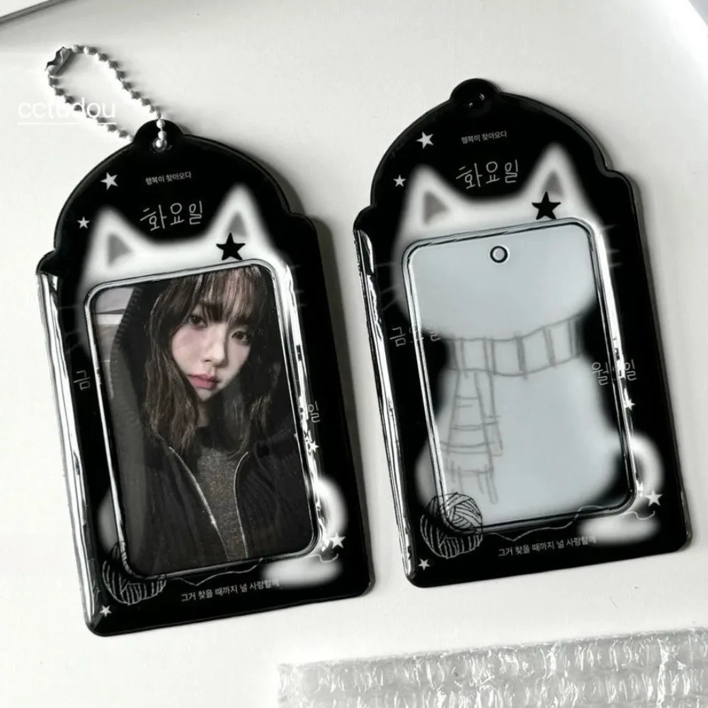 

New 3-inch Photo Storage Photocard Case Black Cat Multifunctional Card Case Idol Photos Protective Cover