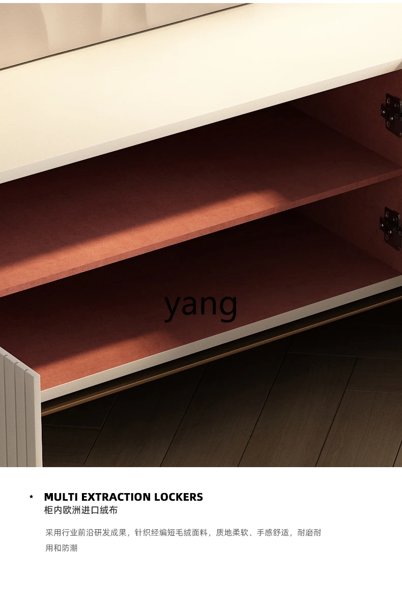 Yjq Solid Wood TV Cabinet Light Luxury Modern Minimalist Living Room Floor Cabinet Bedroom Cream Style TV Cabinet High