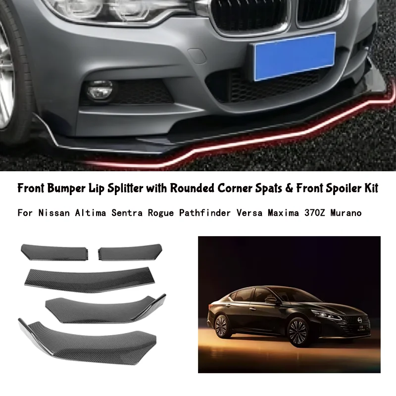 5-Segment Adjustable Front Bumper Lip Splitter Body Kit For Nissan Altima Sentra Rogue Pathfinder Versa Maxima 370Z Murano