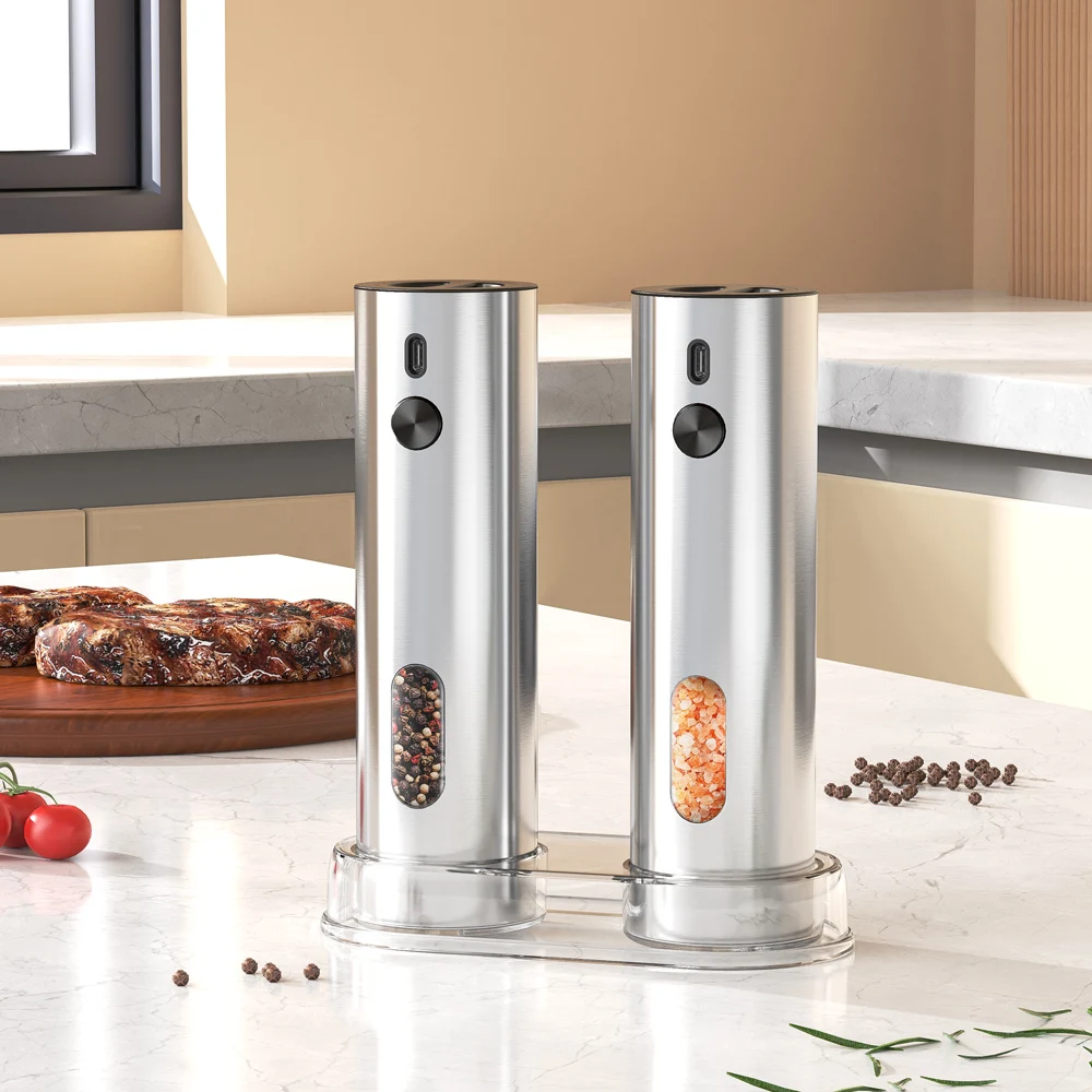 usb-rechargeable-salt-and-pepper-grinder-set-stainless-steel-electric-pepper-grinder-with-110ml-container-automatic-pepper-mills