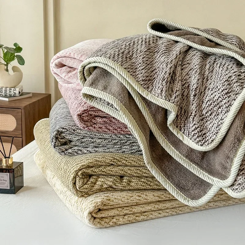 1pcs Double Sided Chenille Composite Integrated Velvet Blanket Multi Functional Lunch Break Travel Blankets Nap Sofa Cover Towel