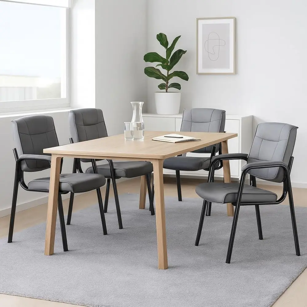 

Pack Stackable Conference Room Chairs with Wheels and Paddle, Ergonomic Mesh Back and Arms for Meeting, Conference, Reception,