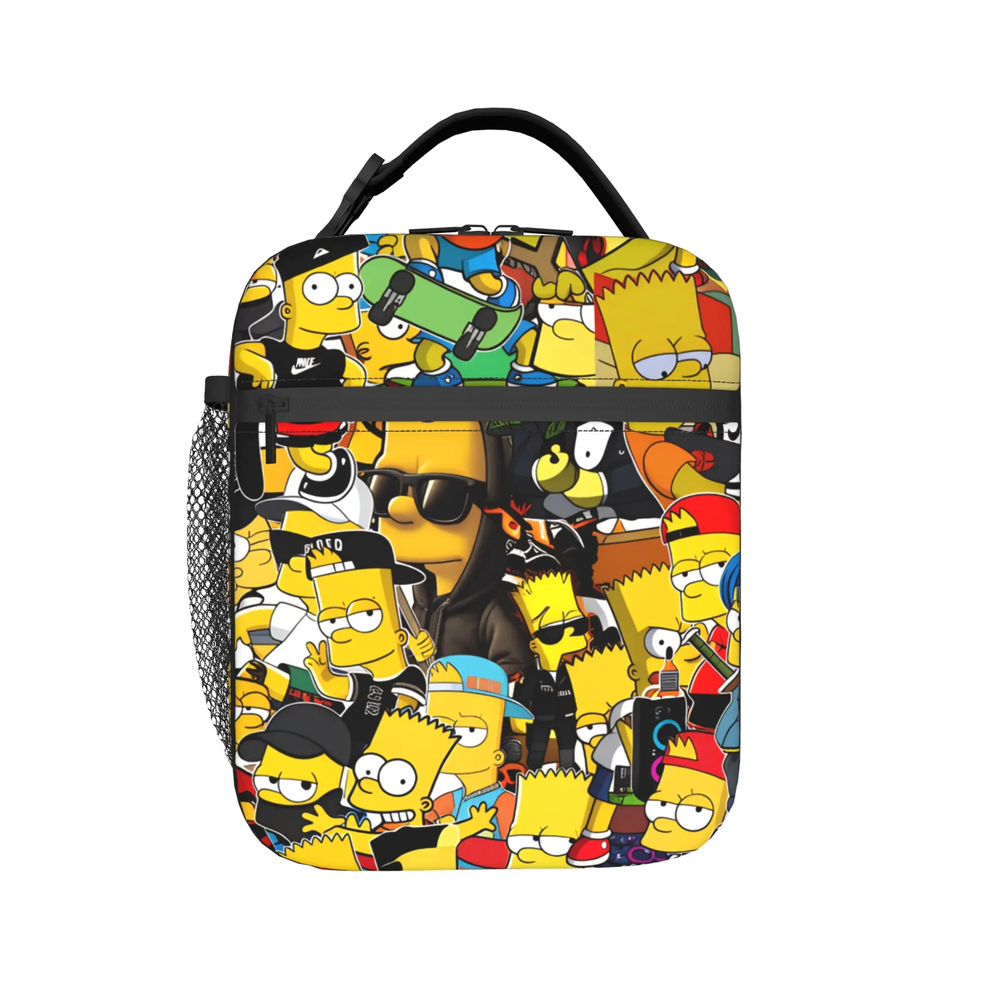 Bart S-Simpson Street Style Lunch Bag Outdoor Picnic Lunch Box For Men Retro Print Thermal Lunch Bags Oxford Portable Cooler Bag