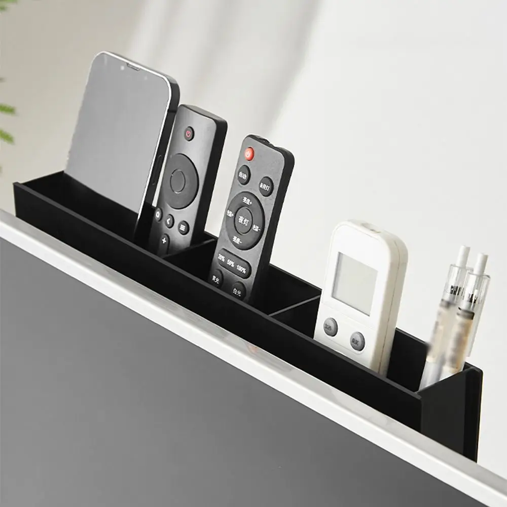 

Wall Mounted Cabinet Storage Box No Drill 3 Grids Design Desktop Storage Rack Rectangular Detachable Partition