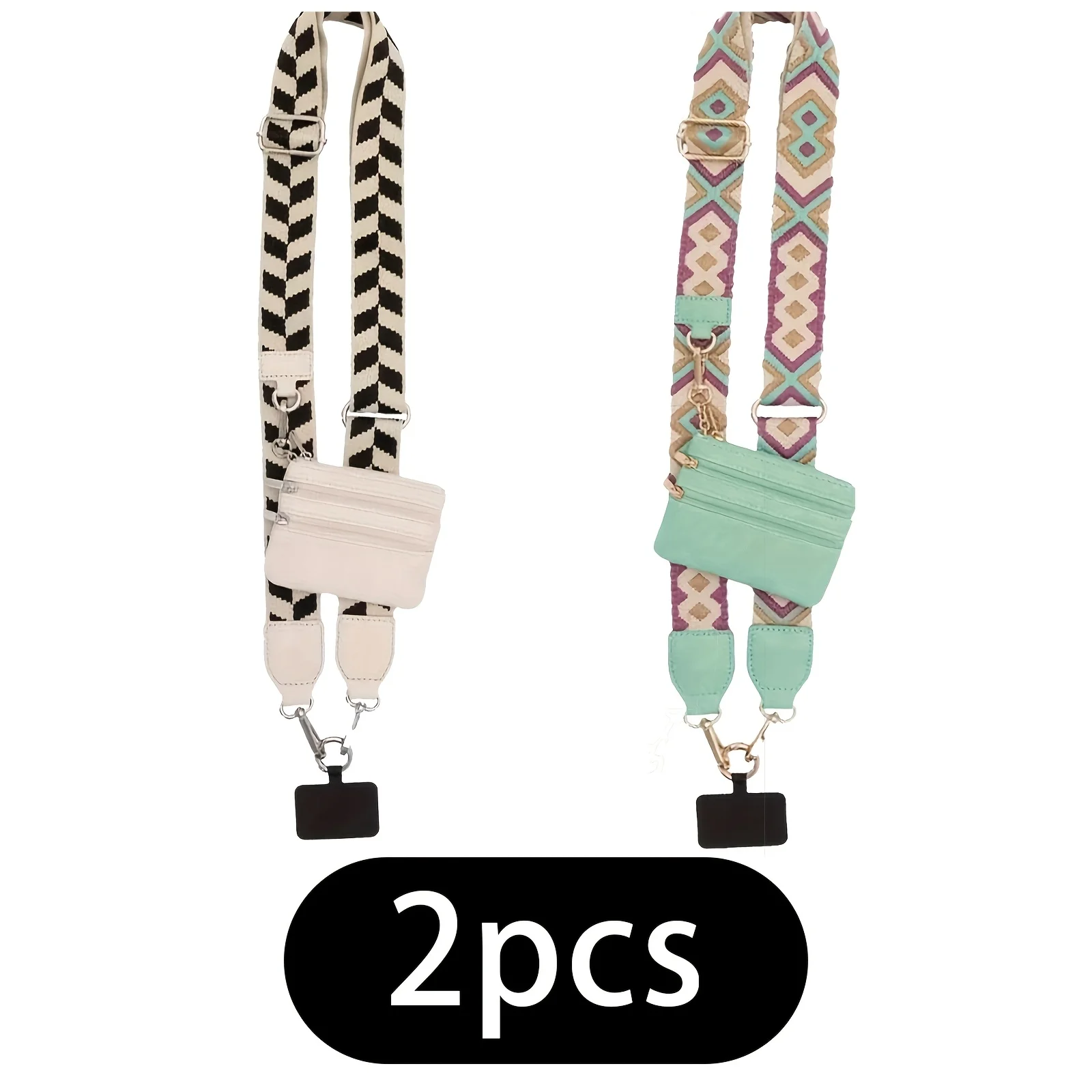 

2pcs Clip And Go Strap For Phone With Wallet Crossbody, Phone Strap Crossbody With Zipper, And Cell Phone Holder Badge