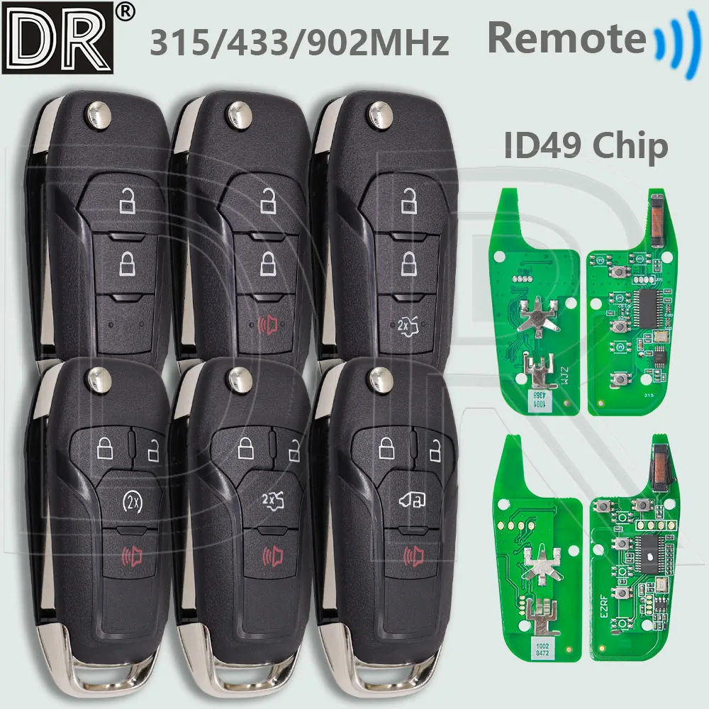 DR 315 N5F-A08TAA /433 DS7T-15K601-B /902MHz N5F-A08TDA Flip Car Remote Key For Ford Escort Transit Explorer Fusion 2013-2021