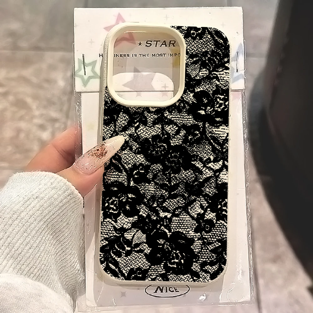 Spitzenrosen-Handyhülle für iPhone 17 16 15 14 13 12 Pro Max 16 15 14 Plus 17 16 15 14 13 12 11 Pro 17Air XR Silikon-Matt-Cover – Detail 1