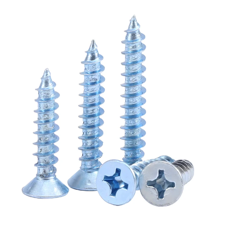 M3.0 M4.0 M5.0 M6.0 Blue Zinc Cross Bolts Flat Head Countersunk Machine Hard Self Tapping Phillips Screws Length 6/8/10/12-100m
