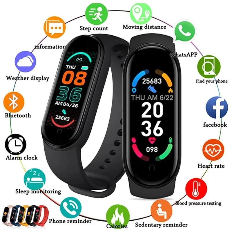 New M6 Smart Watch Men Women Fitness Smart Bracelet Sports Band Heart Rate Blood Pressure Monitor Waterproof Multi for Mi Band 6