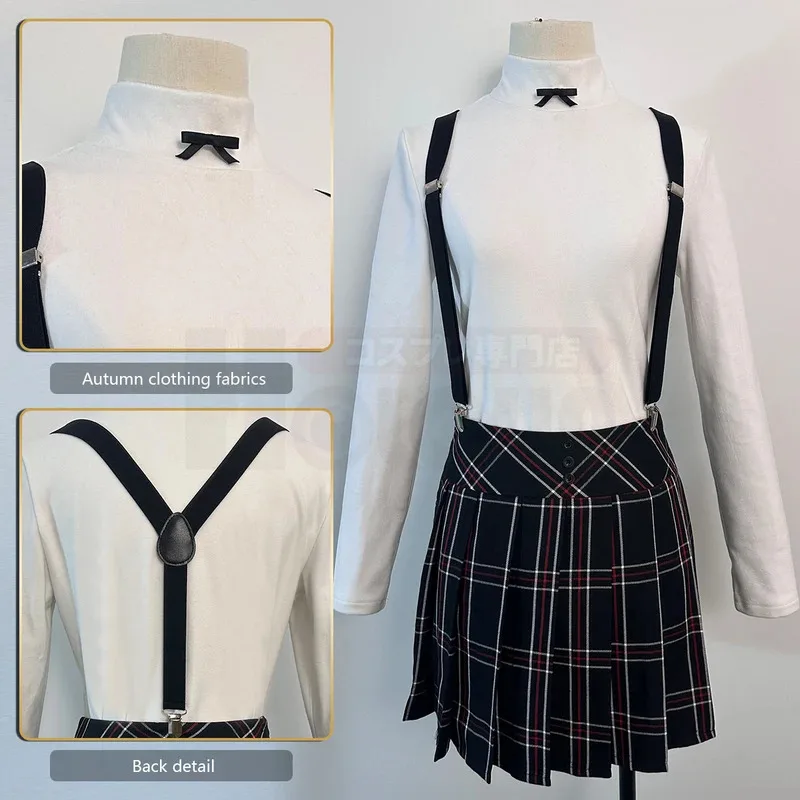 HOLOUN P5 juego Kasumi Yoshizawa Cosplay disfraz peluca uniforme escolar bordado insignia escolar traje a cuadros JK falda camisa Rosa Net