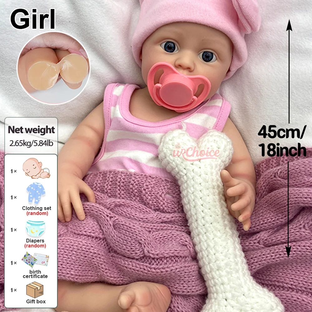 ตุ๊กตาซิลิโคนรีบอร์นเด็กผู้หญิงขนาด 18 นิ้ว เหมือนจริง ปากเปิด ทารกแรกเกิด ทำมือ ทาสีด้วยมือ ตุ๊กตารีบอร์น สำหรับนักสะสมและผู้ที่ชื่นชอบตุ๊กตา