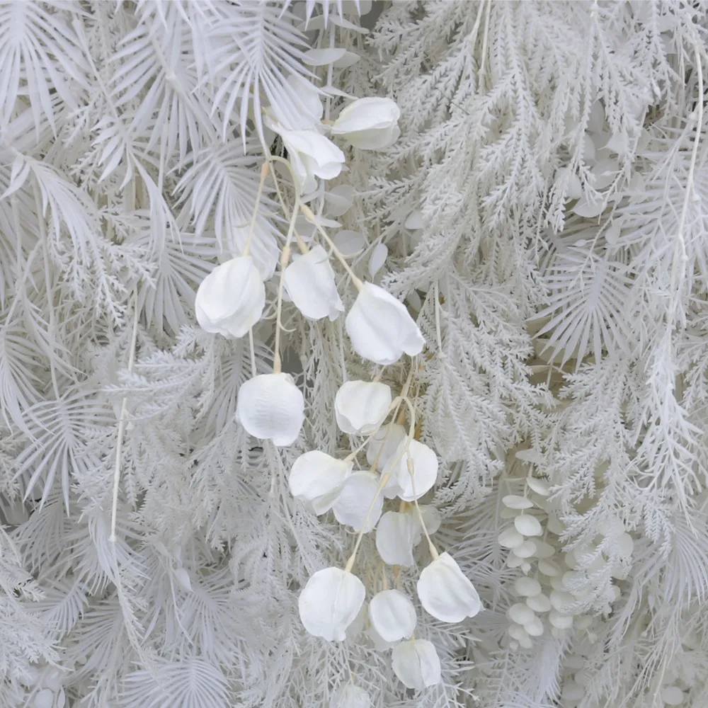 

Uflower Luxury White Grass Fern leaves Flower Wall Wedding Background Fabric Plant Wall Arrangement Event Party Window Display
