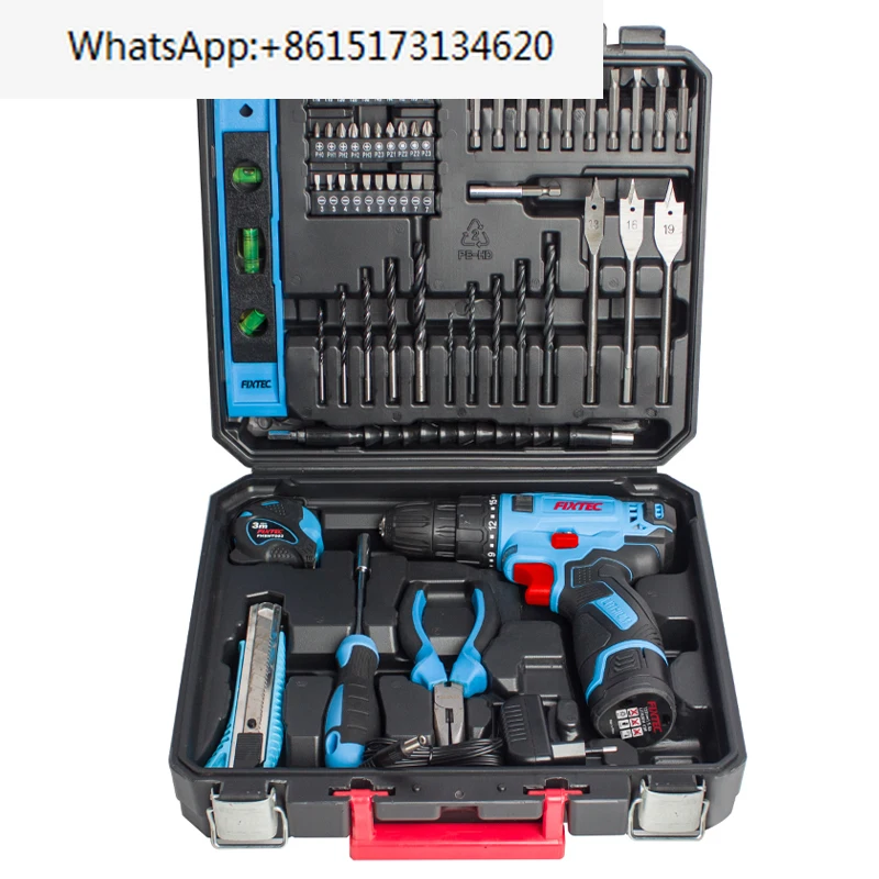 

FIXTEC cordless drill wireless combination kit with 60 accessories, battery drilling machine with casing