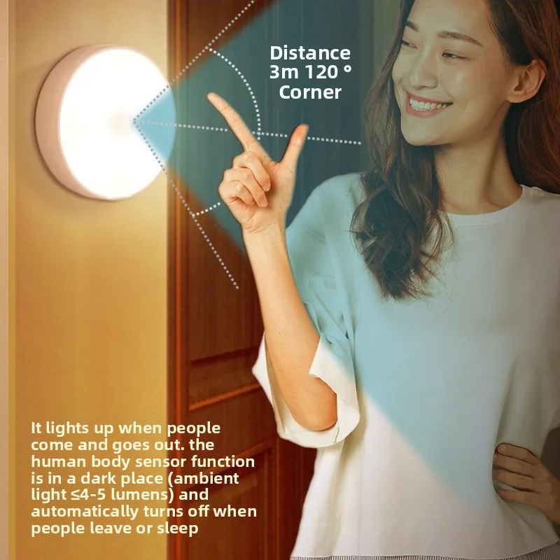 Intelligent Human Body Induction Night Light Wireless Magnetic Bedside Light Long Battery Life Toilet Emergency Light