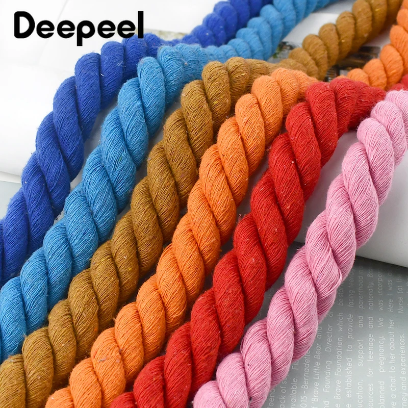 1/2/5Meters Deepeel 20mm Cotton Rope 3 Shares Twisted Cords Bag Drawstring Belt Braided Decorative DIY Home Textile Accessories