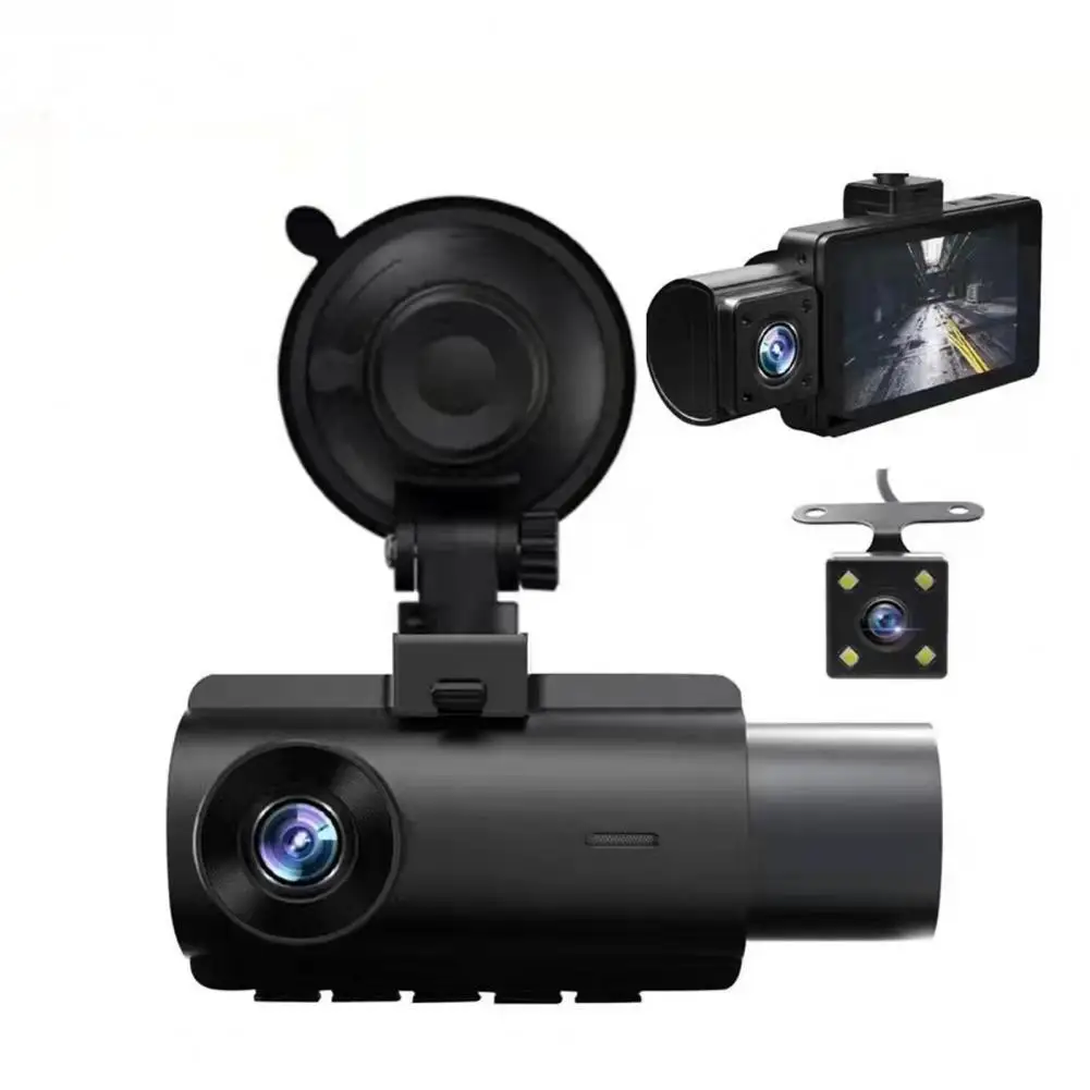 1 Set Car Dash Cam 140-Degree Wide Angle Night Vision Loop Recording Function LCD Screen Record Video Vehicle Dual Dash Cam Dash