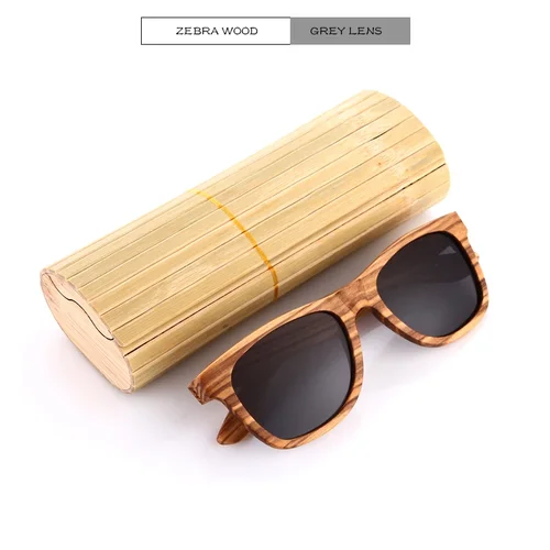 Imagen 2 del producto GM hombres gafas De Sol De madera De bambú mujeres Retro Vintage polarizado cebra gafas De madera Oculos De Sol gafas De verano cuadradas grandes