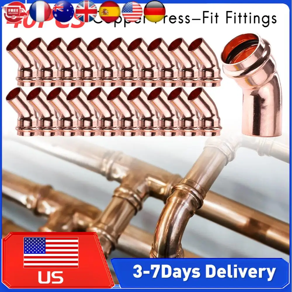 

40 шт. фиолетовых медных фитингов V-образной формы под 45 градусов, герметичные пресс-фитинги для сварки, универсальные соединители для домашней сантехники ﻿