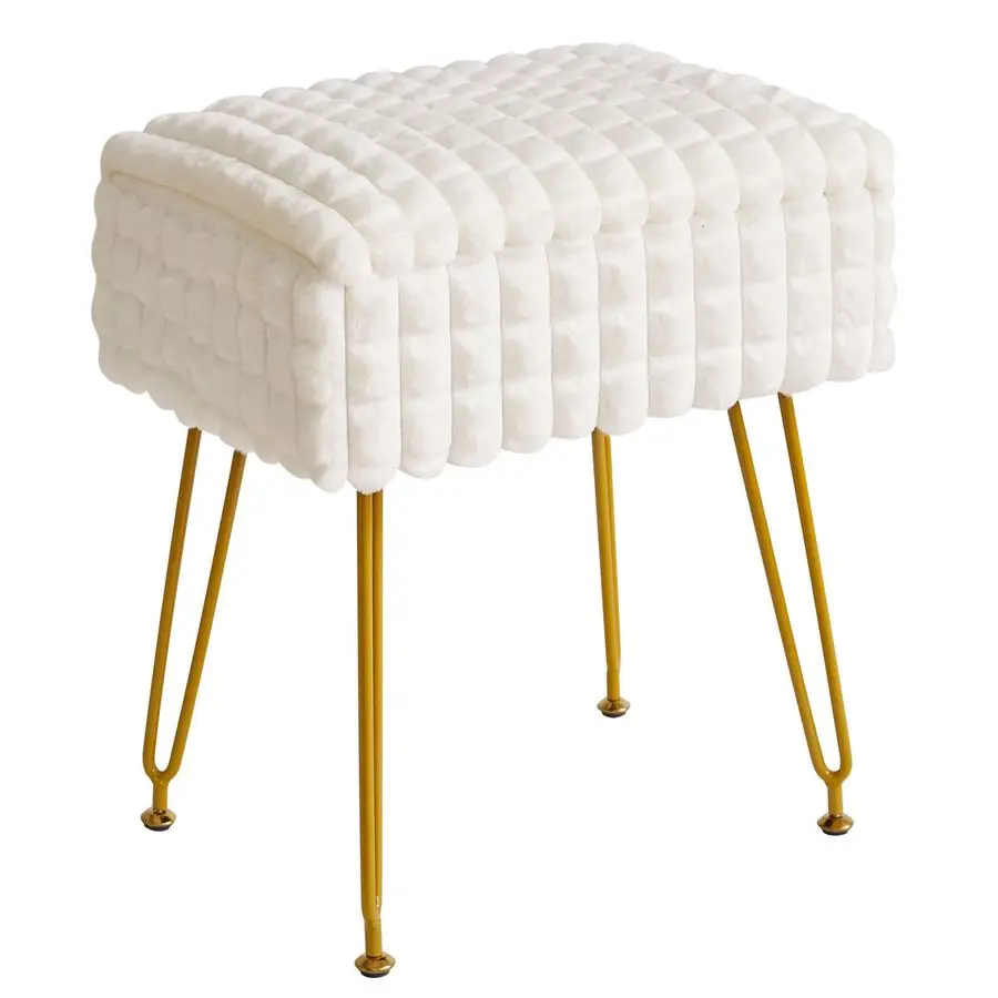 

Rectangle Vanity Chair with Storage Space, Footrest Footstool Ottoman, Vanity Stool, Dressing Table Chair, with AntiSlip Feet, f