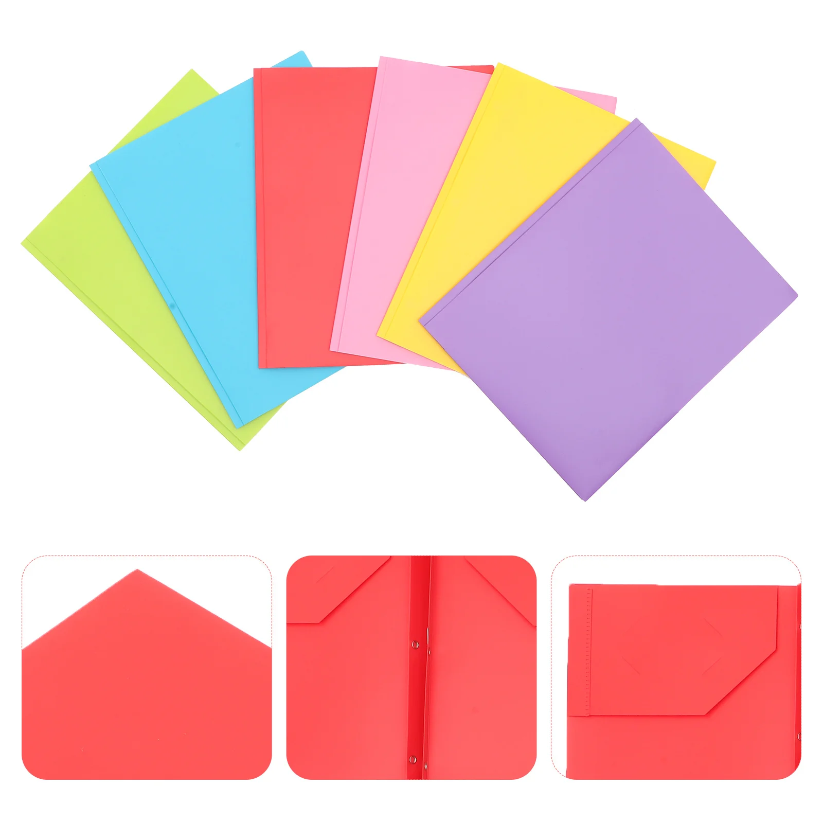 6Pcs File Folder A4 Plastic Folding Office Document Organizer Portable Stylish Paper File Storage Holder