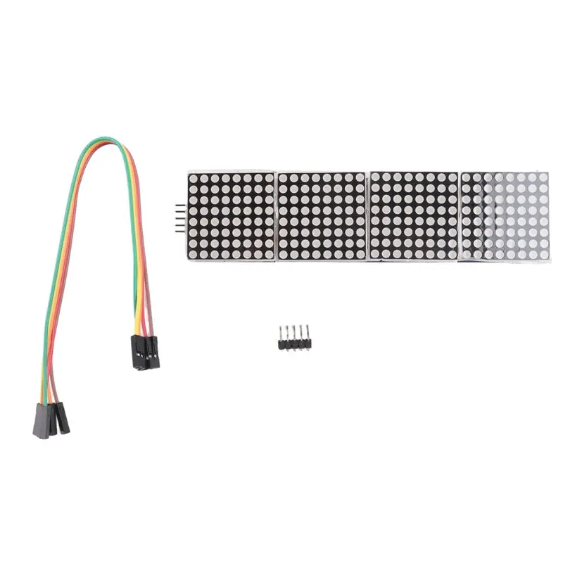 AA08-MAX7219 Dot Matrix Module 8X8 Common Cathode LED Display 5V 4-In-1 With Wires Cable For DIY Projects C