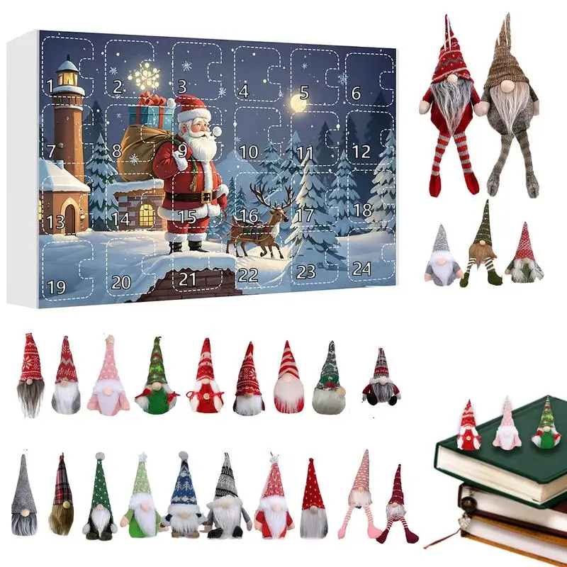 Christmas Gnome Advent Calendar Christmas Gnomes Plush Doll Tiered Tray Decor 24X Swedish Gnomes Plush Decorations for Home