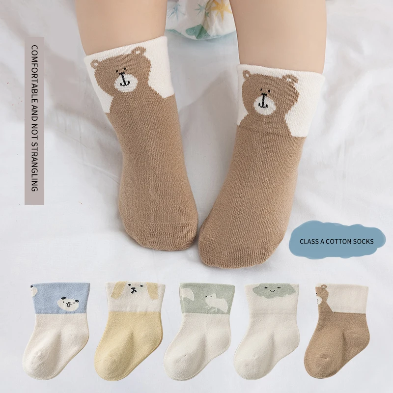 3 Paar Neugeborene Baby Kinder Knöchelsocken Cartoon Bär Welpe 0-3 Jahre Säugling Niedliche Weiche Gemütliche Baumwollsocken für Jungen und Mädchen