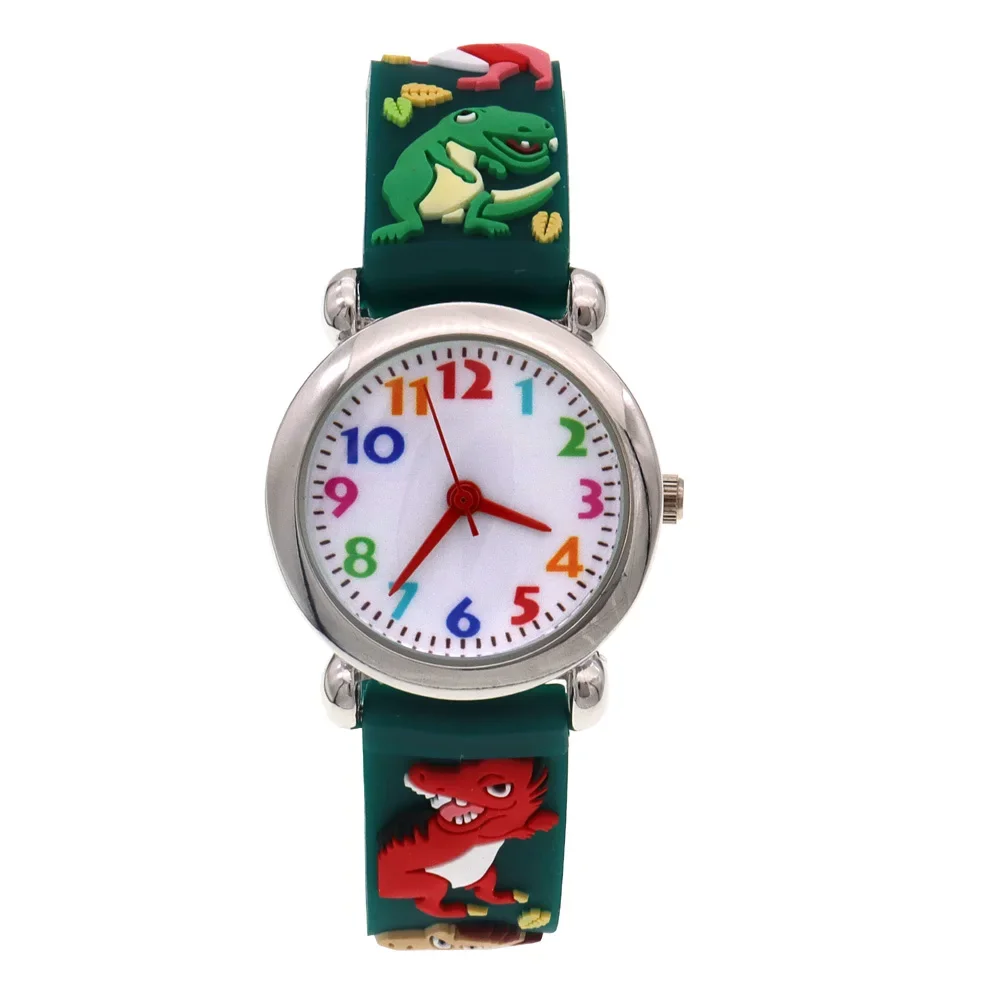 Boys Girls Animals Dinosaur Design Silicone Strap Watch Waterproof Soft Strap Wristwatch