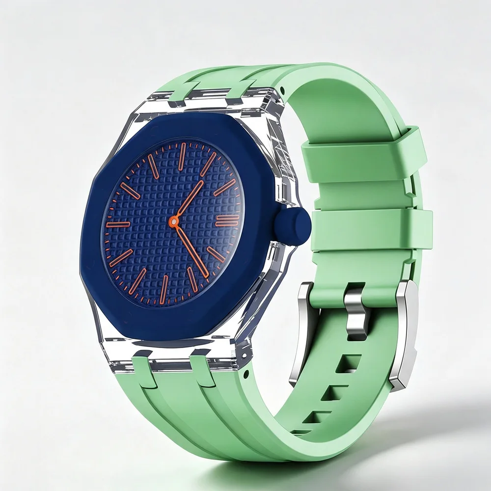 Liquid Silicone Band+Transparent Cover For Swatch x AP Royal Pop Watch Luxury High Modification Bracelet For Royal Pop Wristband
