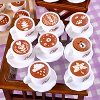 10Pcs/Lot Kawaii Resin Coffee Cup Diy Figure Miniatures Dollhouse Keychain Jewelry Decortive Crafts Home Decoration Accessoeies