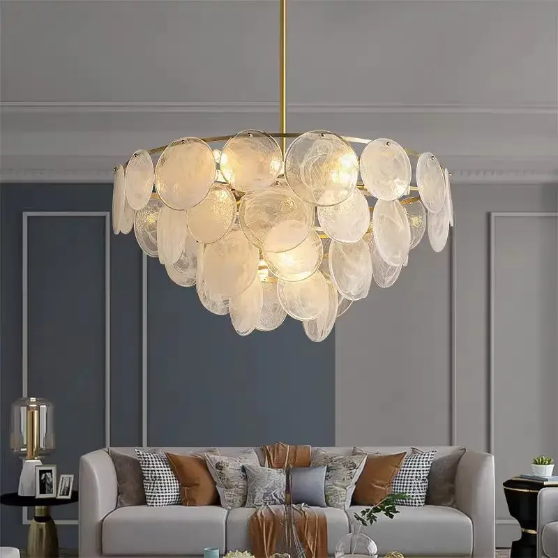 

Round Glass Ceiling Lamp Cloudy Copper Pendant Light Decorative Living Room Bedroom Kitchen Study Office Contemporary Lighting