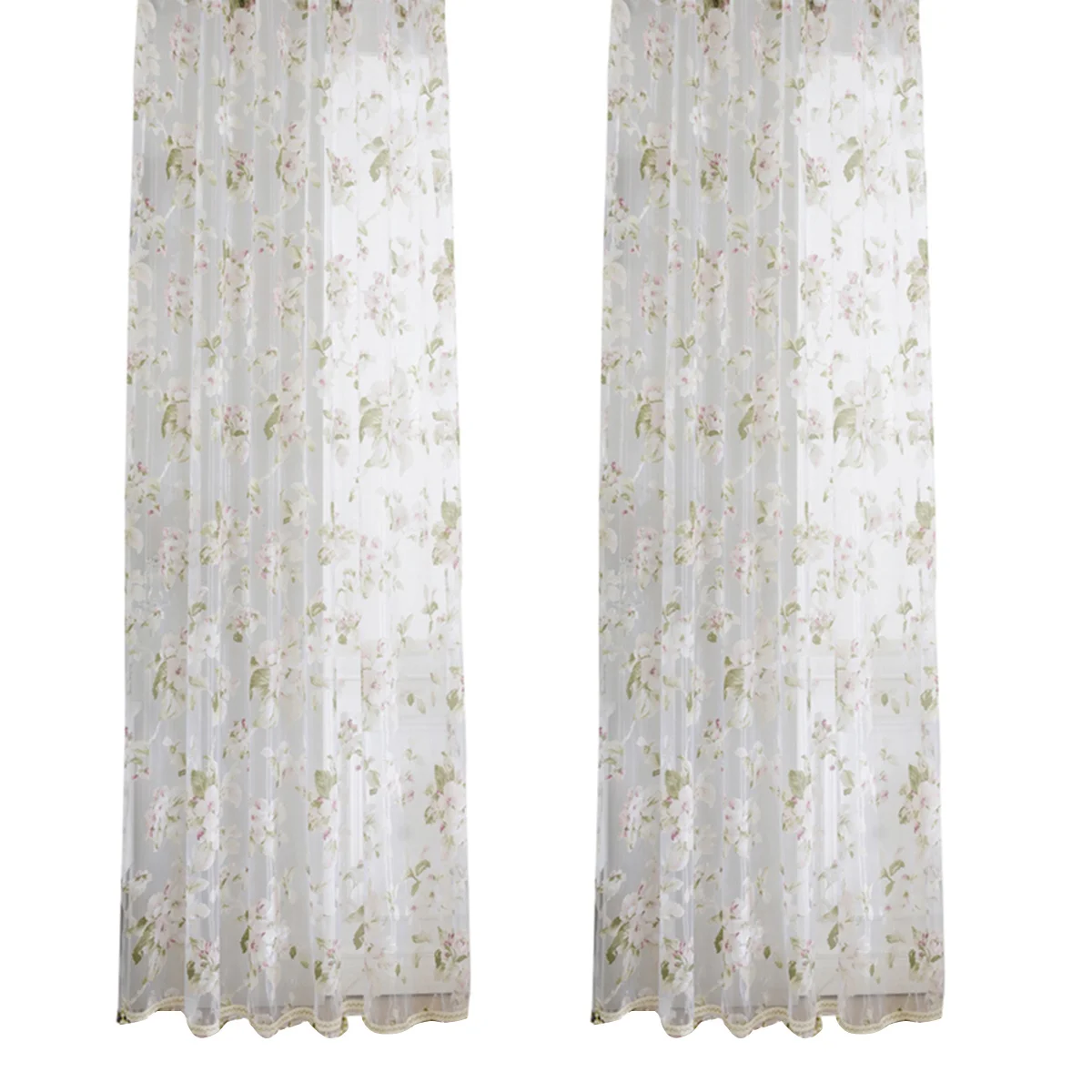 ผ้าม่านโปร่งแสงลายดอกกล้วยไม้สีชมพู สำหรับตกแต่งห้องนั่งเล่น ห้องนอน ผ้าม่านกรองแสง