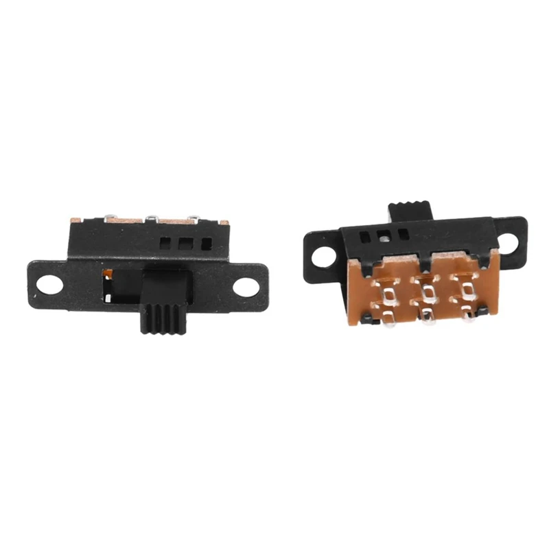 HFES Series 3.7V Flat Tip Battery Holder Case With 10Pcs High Knob 6 Pin 3 Position DPDT Panel Slide Switch 0.5A 50V DC