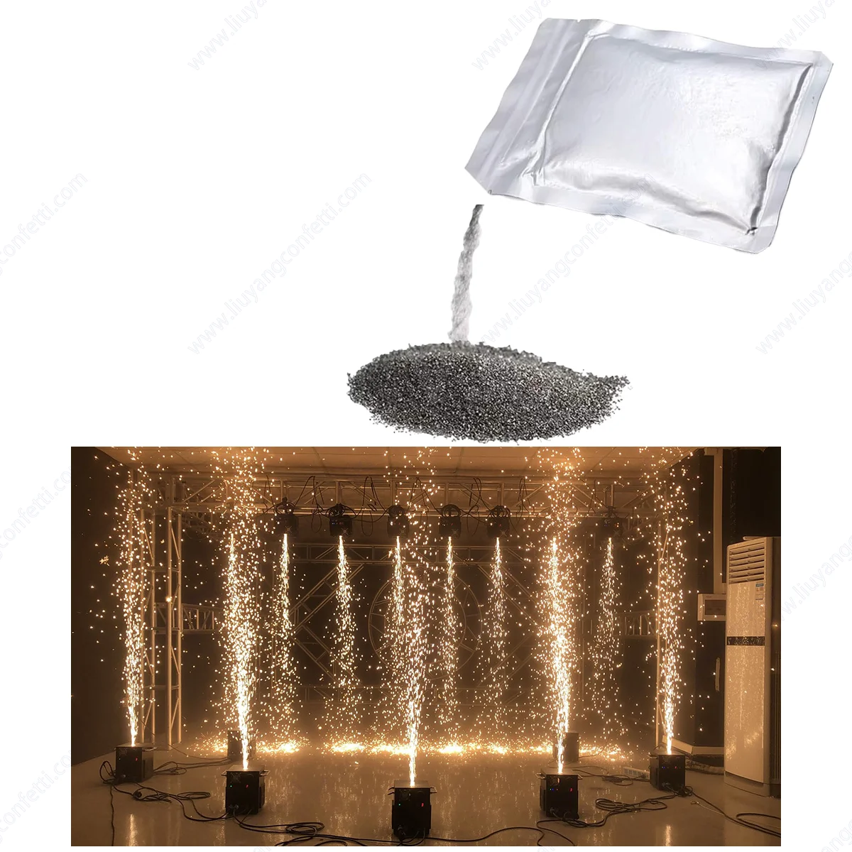 1~80 Bag Powder Cold Spark Sparkular Machine 200g Composite Metal Granule Dust Indoor Outdoor Stage Light Sparkler Wedding Event