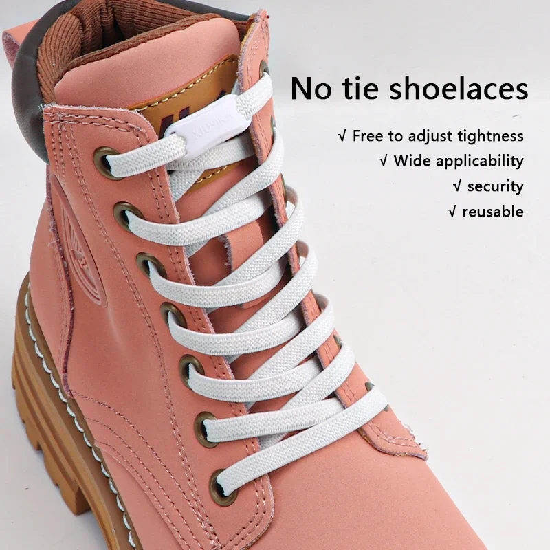 1 زوج لا التعادل أربطة الحذاء المرنة مع مشبك للأطفال والكبار 8 مللي متر أحذية رياضية أربطة أحذية مسطحة سريعة كسول سلاسل الأحذية الأربطة المطاطية