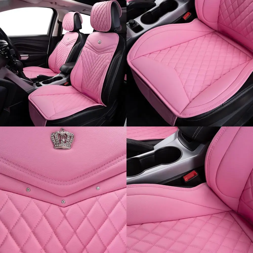

Чехлы на автомобильные сиденья Подушки для сидений Luxe Fit Искусственная кожа Простая установка Транспортные средства Нескользящие Премиум (однотонный розовый, 2 х чехлы на передние сиденья