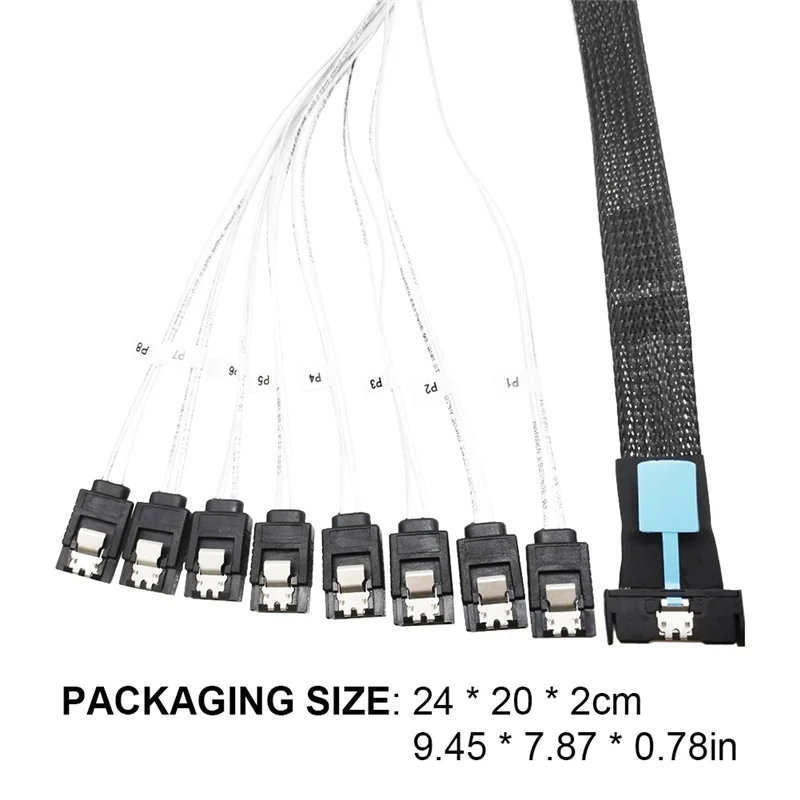 

AB97-0,5M PCI-E Slimline SAS SFF-8654 Кабель для преобразования жесткого диска сервера 8I до 8X SATA SFF-8654 Шнур от 74P до 8Xsata 7P