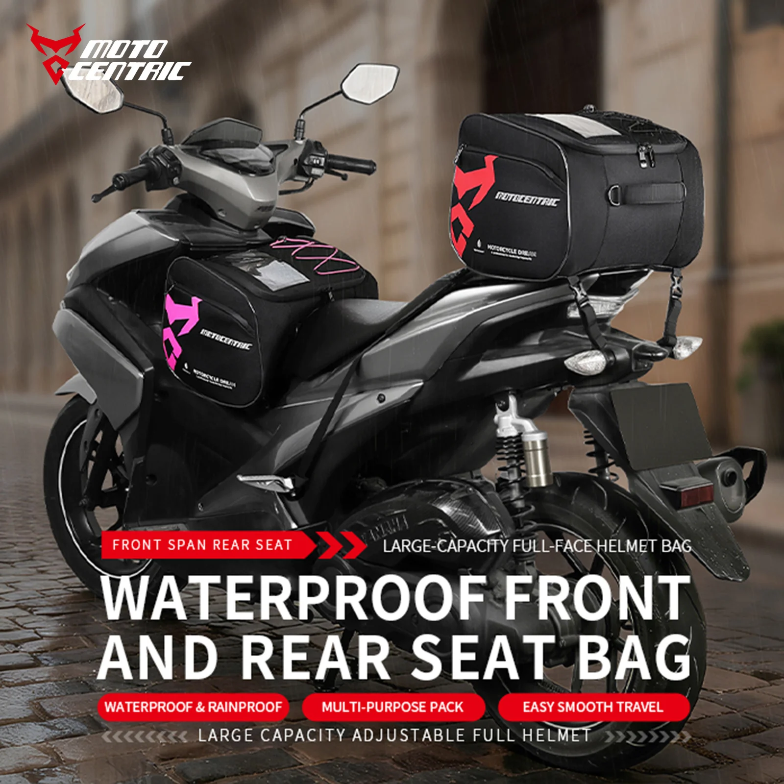

Motocentric Waterproof Motorcycle Helmet Bag Multifunction Motorcycle Rear Seat Bag High Capacity Motorcycle Bags Rider Backpack