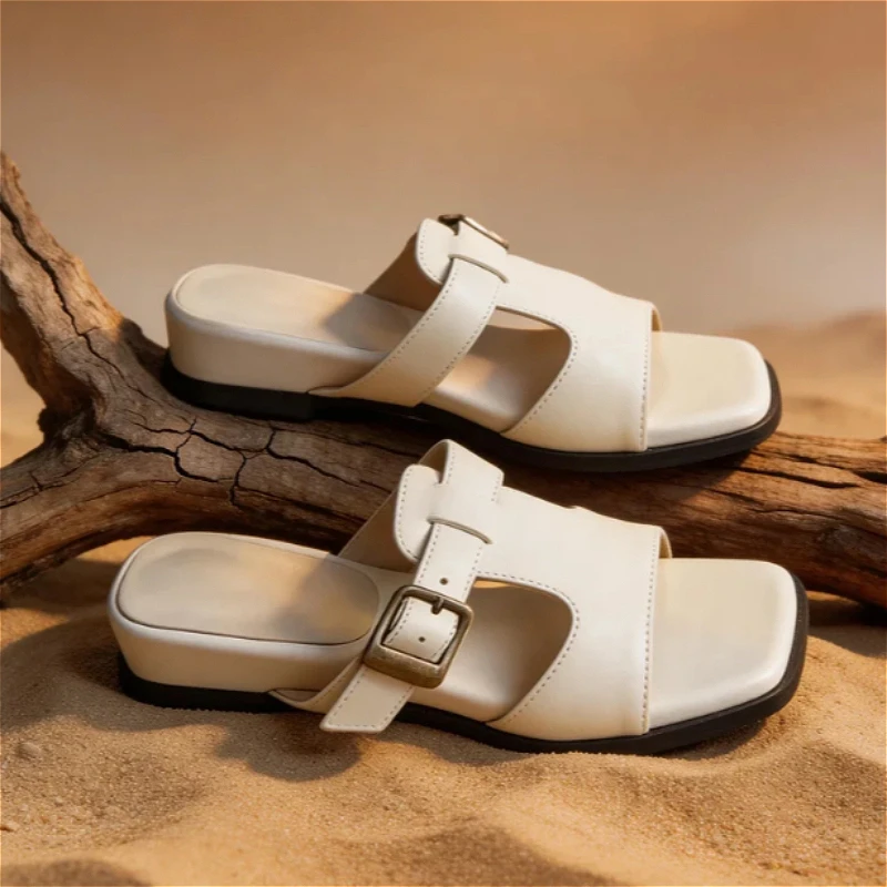 

Wedges Women Slippers High Heels Sandals Woman Shoes Square Toe Summer 2026 Trend Casual Beach Slides Open Toe Flip Flops Mujer
